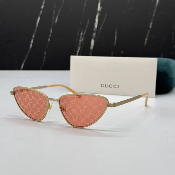 NEW GG1879S 004 GUCCI GOLD RED WOMEN GUCCI SUNGLASSES - Picture 1 of 12
